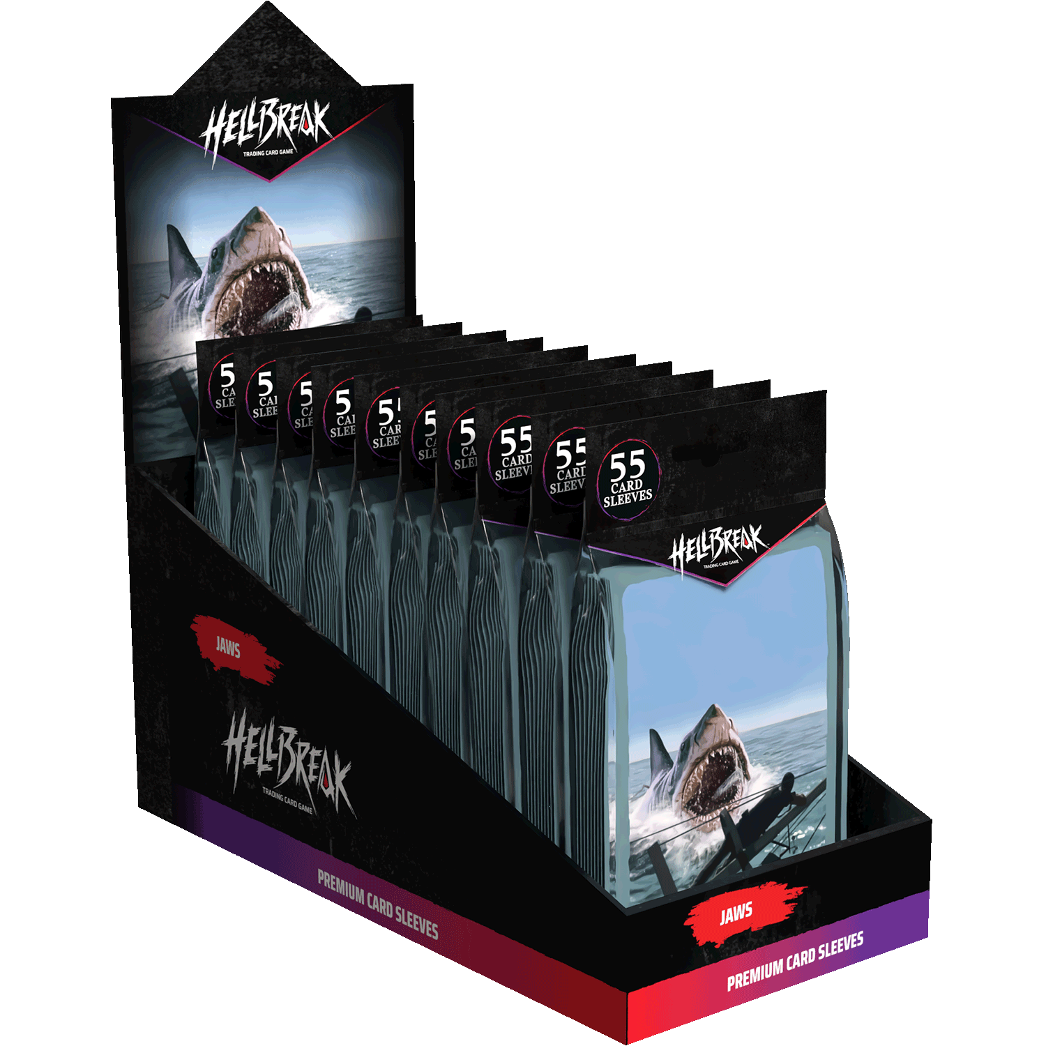 Hellbreak Supplies: Jaws Premium Card Sleeves Display (10 Packs)